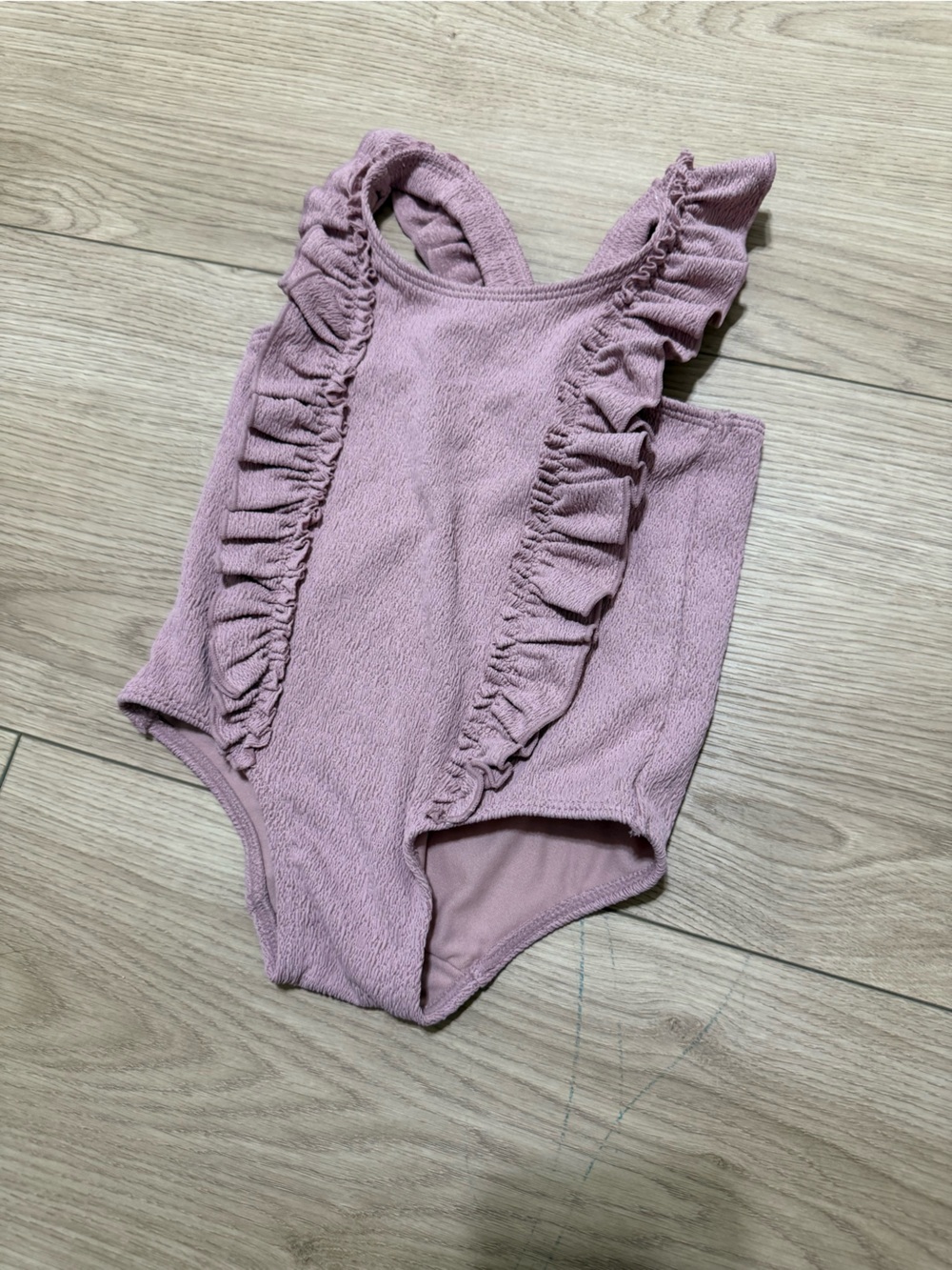 H&M girl Mauve Pink Ruffle One-Piece swimsuit 12m